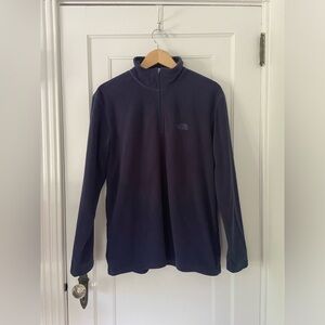 The North Face navy fleece quarter-zip pullover, size large